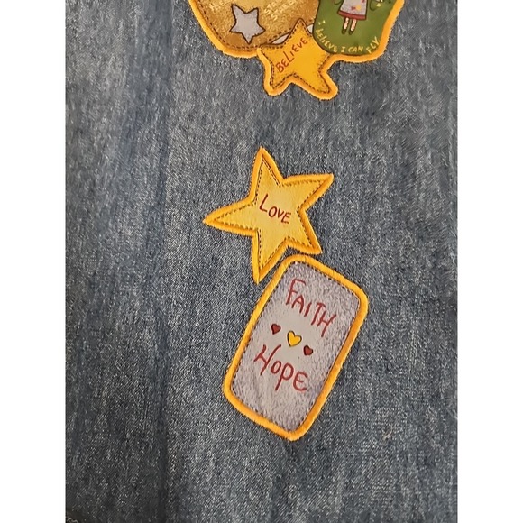 Quacker Factory Women 1X Blue Denim Vest Heart,‎ Angels Faith, Front-Button Down - Picture 3 of 11